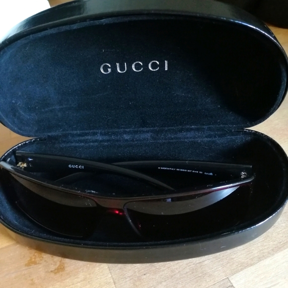 Gucci 1998 Vintage Sunglasses Dark Red Gold Grey Rectangle Wrap Gg 2515/S 9c7 - Picture 3 of 8